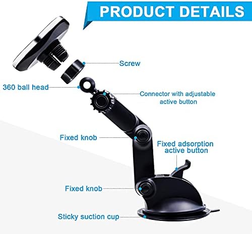 Universal Magnetic Phone Car Mount – Heavy-Duty 3.2″ Suction Cup Holder for Dashboard & Windshield – Ultra-Strong 8 Magnet Grip for i Phone & Samsung Devices – 360-Degree Rotation for Optimal Viewing Angles – Hands-Free Convenience for Navigation & Calls