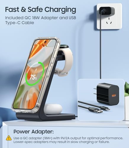 Revolutionary 3-in-1 Magnetic Wireless Charger for Google Pixel Devices – Fast Charging Stand with N52 Magnet for Pixel Watch 3/2, Pixel 9 Pro/XL/9 a/9/8 Pro/8 a/7 Pro/7 a/7/6/6 Pro, and Pixel Buds Pro 2 – Effortless Alignment & Enhanced Compatibility – Includes QC 18 W Adapter & USB Type-C Cable for Safe, Reliable Charging – Perfect for Multi-Device Use and Stylish Desktop Integration – Ideal Gift for Tech Enthusiasts and Google Product Users – Protects Devices with Advanced Smart Chip Technology for Overheating & Overcharging Prevention – Compatible with i Phone and Samsung Models Supporting Wireless Charging – Note: Requires Magnetic Case for Optimal Performance on Google Pixel Phones