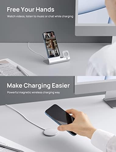 JSAUX Magnetic Wireless Charger – Sleek Silver Fast Charging Pad for i Phone 16 Series, Mag Safe-Compatible with Superior Magnetic Alignment for Efficient Power Delivery, Portable Design for Home & Travel Use, Essential i Phone Accessory for Stylish Charging Solutions