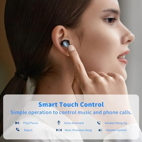 Revolutionize Your Audio Experience with Fommt Bluetooth 5.3 Wireless Earbuds – Cutting-Edge ENC Noise Cancellation, 40-Hour Playtime, Immersive Hi-Fi Stereo Sound, Touch Control Convenience, and IP7 Waterproof Protection for Ultimate Durability – Ideal for Active Lifestyles and Music Enthusiasts.