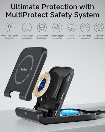Sleek Foldable Wireless Charging Stand for Samsung Z Flip Series: Fast Power Solution for Galaxy Z Flip 6/5/4/3 & Razr+ (Black) – Portable, Case-Friendly Design for Tangle-Free Charging Experience