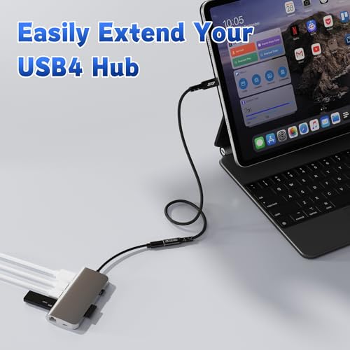 Innovative L-Shaped USB C Extension Cable (2 Pack, 6.6 Ft) – 240 W Power Delivery, 40 Gbps High-Speed Data Transfer, Durable Nylon Braided Design for i Phone 16, i Pad, Mac Book & Mag Safe – Optimal Flexibility for Tightly Spaced Connections