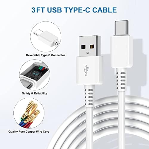 Ultra-Fast Type C Charger Duo: 2-Pack USB-C Wall Charger Blocks with 3 ft Charge Cables for Rapid Power Supply to Samsung Galaxy S8/S9/S10 Series, Note 8/9/10, Google Pixel 3 and More – Optimal Performance and Versatility for Android Devices