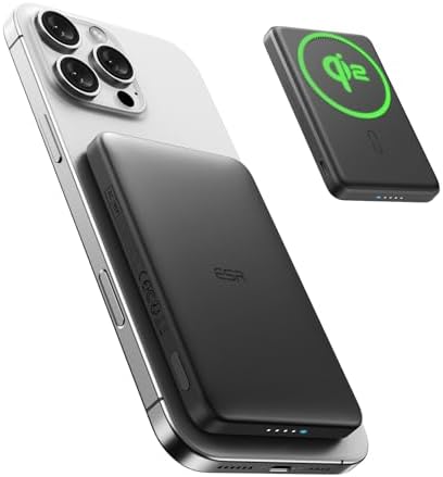 Ultra-Compact ESR Mag Safe Power Bank – 5,000 m Ah Fast Charging Battery Pack with Qi2 Certification – Slim 0.55 in Design for i Phone 16/15/14/13/12 – 15 W Wireless & 20 W USB-C Charger with Cable – Essential Travel Accessory for On-the-Go Power