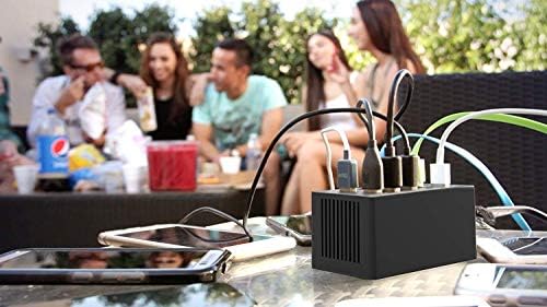 SABRENT 6-Port Aluminum Desktop USB Rapid Charger – 60 W (12 A) Smart Charging Station for Family Devices – UL Certified with Auto Detect Technology – Sleek, Compact, and Ideal for Home, Office & Travel Use