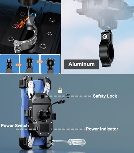 Motorcycle Wireless USB C Charger & Phone Mount – 2-in-1 Detachable SAE-O Ring Design for 5.5″-7.2″ Smartphones, Enhanced Stability & Fast Charging, Universal Fit for 12-24 V Motorcycles, One-Handed Operation, Shock-Absorbing Protection, Anti-Water Switch for Safety
