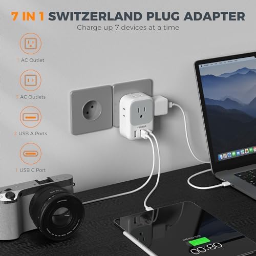 TESSAN Dual Pack European Travel Adapter with 4 AC Outlets and 3 High-Speed USB Ports – Ultimate International Power Converter for Seamless Device Charging in Italy, Spain, France, Portugal, Germany, and Iceland – Essential Travel Accessory for Modern Explorers