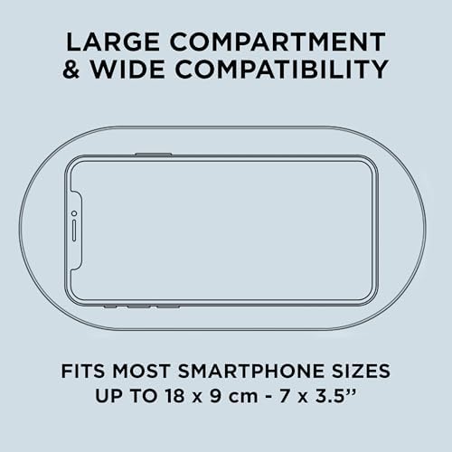 Lexon OBLIO Box: 360° UV-C Phone Sanitizer & Wireless Charger – Fast Qi Charging for Phones, Glasses, Keys, Makeup Brushes – Sleek Black Design for Modern Hygiene and Efficiency