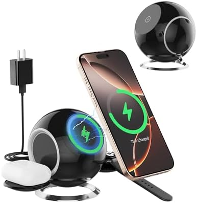Ultimate 2025 3-in-1 Wireless Charging Station: Fast Mag-Safe Compatible Dock for i Phone 12-16 Series, Air Pods & Apple Watch – Sleek Black Design for Home & Office Efficiency