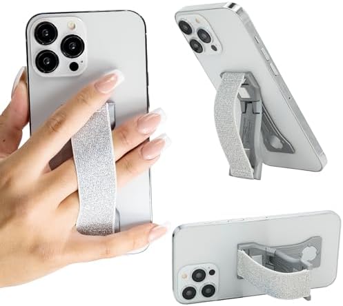 LOVEHANDLE PRO Crystal Clear Glitter Silicone Phone Grip & Magnetic Kickstand – Ergonomic Design for Ultimate Smartphone Control and Hands-Free Viewing – Enhance Your Device’s Style and Security with Versatile Functionality