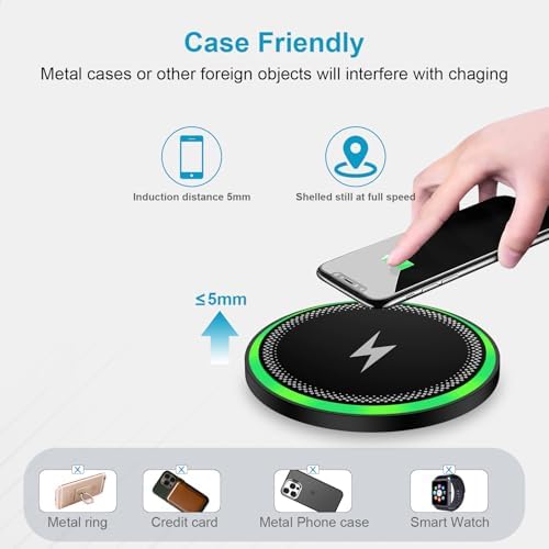 Fast Charging Wireless Charger Pad for Samsung Galaxy S25 Ultra, S24, Plus, Z Fold7, Flip 7 & i Phone 16 Series – 15 W Android & i Phone Charging Station with Enhanced Compatibility, Non-Slip Design & Safety Features