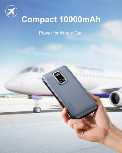 Ultimate 10000 m Ah Portable Power Bank with Built-In USB-C, USB-A & i OS Cables – 22.5 W Fast Charging Power Bank for i Phone 16/15/14/13, Samsung S24/S23/S22/S21, i Pad & More – Lightweight, Airline-Approved Charger for On-the-Go Convenience and Enhanced Device Compatibility