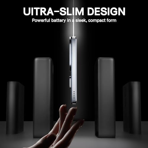 Ultra Slim 5000 m Ah Magnetic Power Bank for i Phone – Stylish Metallic Grey Wireless Charger with 20 W Fast Charging for i Phone 16/15/14/13 Pro Max & Pro Plus – Effortless On-the-Go Power Solution