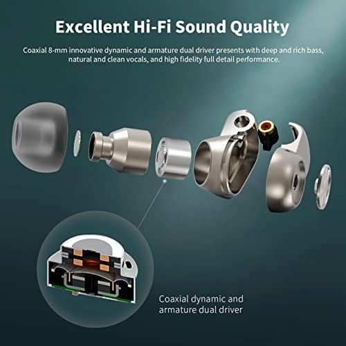 Sound MAGIC E90 C Wired Earbuds with Enhanced Coaxial Dual Driver – Premium Hi-Fi Stereo IEM Headphones for Audiophiles and Musicians – Comfortable Over-Ear Hook Design with Detachable Cable for Ultimate Durability and Compatibility