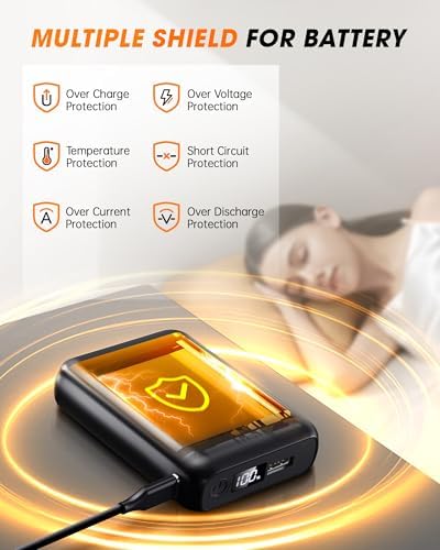 High-Capacity 7.4 V 18400 m Ah Heated Vest Battery Pack – Ultimate Power Bank for ORORO and Venustas Heated Apparel, Rechargeable with LED Indicator, Optimized for Extended Heating in Jackets, Pants, and Hoodies – Not for 5 V USB Devices