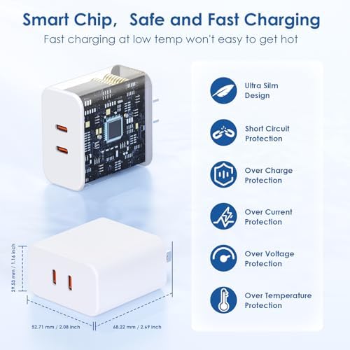 Essri 45 W PD 3.0 Ultra-Fast Charger Duo with 10 FT USB-C Cable – Premium Charging Solution for i Phone 16/15 Pro Max and Mac Book – High-Efficiency Power Delivery, Multi-Voltage Compatibility (20 V/2.25 A, 15 V/3 A, 12 V/2 A) – Perfect for On-the-Go Charging and Enhanced Device Performance