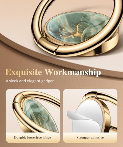 GVIEWIN Stylish Marble Phone Ring Holder with 360° Rotation for Ultimate Grip and Kickstand Functionality – Compatible with i Phone 16 Pro Max, 15 Plus, 14, 13, 12 Series & Galaxy S25/S24 Ultra – Elegant Flowing Sakura Design for Enhanced Safety and Usability