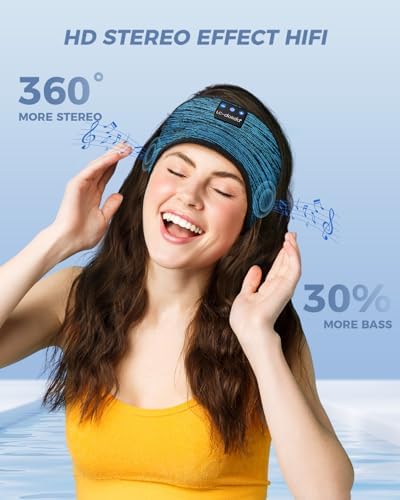 Revolutionary Wireless Sleep Headband with HD Sound: Ultimate Comfort Bluetooth Earphones for Relaxation, Fitness, and Travel – Sweat-Resistant Eye Mask for Active Lifestyles and All-Night Use