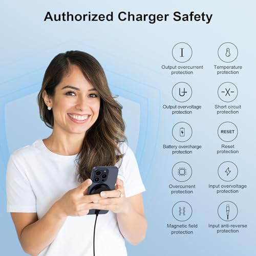 Samsung Magnetic Wireless Charger Pad for Galaxy S Series & i Phone 16/15/14 Pro Max – 15 W Fast Charging with 20 W USB-C Adapter – Universal Compatibility, Sleek Design, and Optimal Efficiency for Effortless Charging Experience