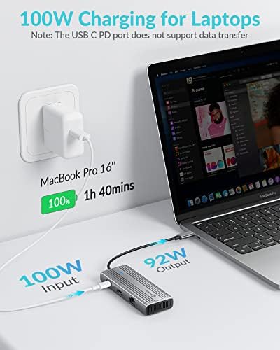 Maximize Your Productivity with the PHIXERO 8-in-1 USB C Adapter: High-Speed 5 Gbps USB 3.0 Hub, 4 K@60 Hz HDMI Output, 1 Gbps Ethernet, 100 W PD Charging, SD/TF Card Reader – Perfect for Mac Book Pro, Air, Surface & More in Sleek Gray Design