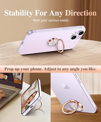 GVIEWIN Stylish Marble Phone Ring Holder with 360° Rotation for Ultimate Grip and Kickstand Functionality – Compatible with i Phone 16 Pro Max, 15 Plus, 14, 13, 12 Series & Galaxy S25/S24 Ultra – Elegant Flowing Sakura Design for Enhanced Safety and Usability
