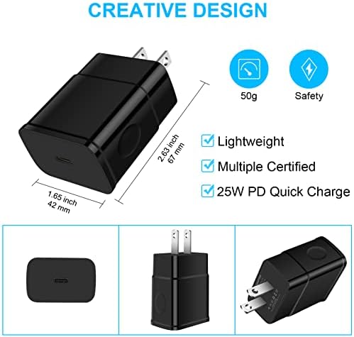 Rapid Charge Type C 25 W Samsung Galaxy Charger – Dual Port Car Charger with 60 W Output & USB C Cable for Ultimate Compatibility and Efficiency – Perfect for A Series, S Series, and On-the-Go Power Needs