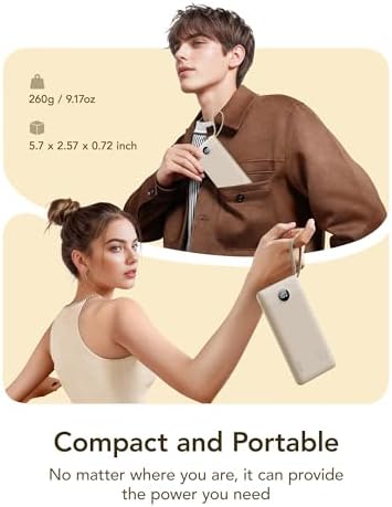 VRURC 10,000 m Ah Slim Power Bank – Ultimate Multi-Device Portable Charger with Built-in Cables, 5 Outputs & Dual USB-C Inputs for i Phone, Samsung, Android – Travel Essential for On-the-Go Power Solutions