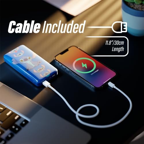 Disney Lilo and Stitch 10,000 m Ah Portable Power Bank – Universally Compatible Phone Charger with USB Port – Ideal for Stitch Fans, Teens, and Adults – Fun and Functional Gift for On-the-Go Charging Needs