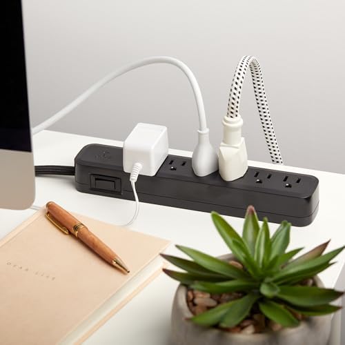 Globe Electric Designer Series 3-Outlet Power Strip in Chic Rose Finish – Stylish Surge Protector with Enhanced Compatibility and Fast Charging for Modern Homes and Offices