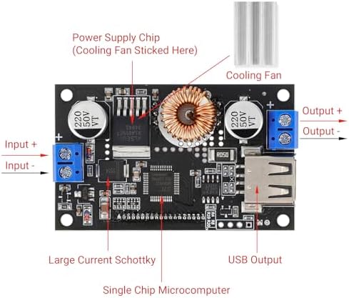 DROK Dual Pack Adjustable DC Voltage Regulator: 24 V to 12 V Step Down Converter with USB Charging Port, Versatile 6 V-32 V Input Range, 5 A Output for Optimal Efficiency and Reliable Power Management Solutions