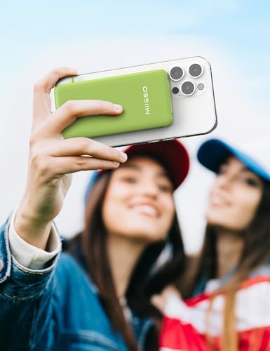 miisso 10000 m Ah Ultra-Slim Portable Power Bank with Integrated Charging Cables – Multi-Device USB-C Travel Charger for i Phone & Samsung – Compact, Lightweight Battery Pack Designed for Maximum Portability and Efficiency