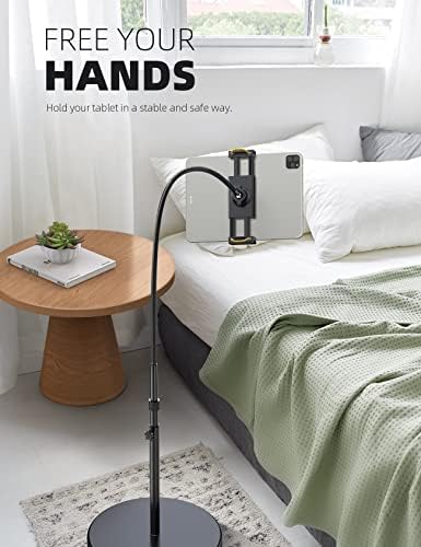 Adjustable 63″ Lamicall Gooseneck Tablet Floor Stand – Sturdy 10.6 lb Base for 4.7-13″ Devices – Ideal Hands-Free Solution for i Pad Pro, Galaxy Tab, Kindle & Smartphones – Enhance Comfort and Ergonomics for Seamless Multitasking