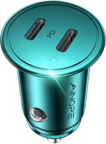 AINOPE 56 W Ultra-Compact USB C Car Charger – Dual USB PD 3.0 Fast Charging Adapter for i Phone 15 Series, Galaxy Devices & i Pad Pro – Travel-Ready Design with Advanced Safety Features for Effortless Power On-the-Go