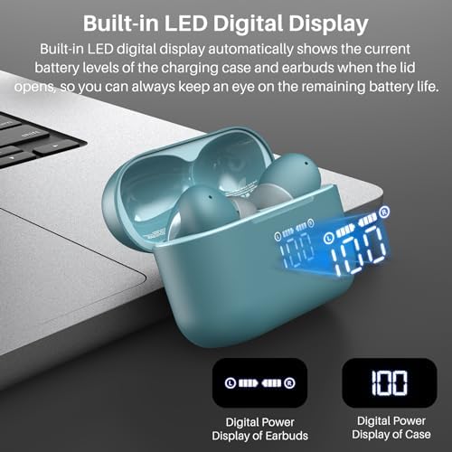 TOZO T20 Wireless Earbuds – Ultimate 48.5 Hour Playtime, IPX8 Waterproof Design for All-Weather Use, Dual Microphone Noise Cancellation for Clear Calls, 10 mm Speakers Delivering Rich Audio, Advanced 2025 Bluetooth Connectivity with Real-Time LED Battery Display