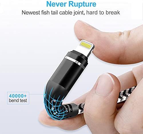 Heavy-Duty UYOUNG i Phone Charger Cable 3 Pack – 6 FT MFi Certified Nylon Braided USB to Lightning Fast Charging Cords for i Phone 14/13/12/11/SE/X/XS/XR/8/7/6/6 S & i Pad – Durable, Tangle-Free Charging Solution in Vibrant Red for Ultimate Convenience and Performance