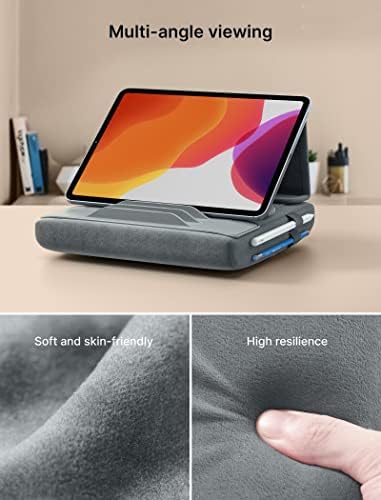 JSAUX Multi-Angle Tablet Pillow Stand – Ergonomic Holder for i Pad, Kindle & Smartphones, 4-11″ Devices in Navy Blue – Ultimate Comfort for Hands-Free Viewing on Bed, Lap or Desk, Ideal for Movies, Reading & Video Calls