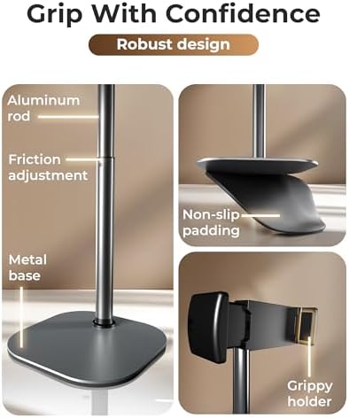 Cooper ChatStand Adjustable Cell Phone Stand for Desk & Video Recording, Rotating Cell Phone Holder for Desk for All iPhone, Samsung, Android, 9-14″ Face-Level Metal Desktop Tripod (Frost White) – Enhanced Compatibility and Speed