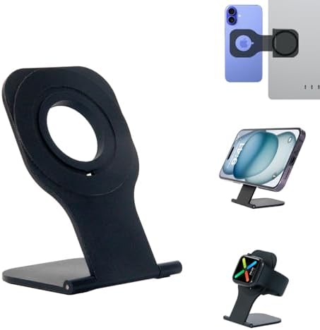 R7 Magnetic Laptop Phone Holder, Lightweight Portable and Versatile Stand for MagSafe and Non-MagSafe Devices, Compatible with Apple Watch Charging, Monitor Screen Side Mount for Work, Multi-Tasking – Enhanced Compatibility and Speed
