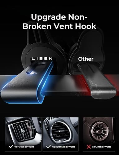 LISEN Magnetic Car Mount Duo – Premium Mag Safe Phone Holder for i Phone 16/15/14/13 Pro Max – 24 Ultra-Strong Magnets for Unmatched Stability – Hands-Free Air Vent Installation – Sleek Green Aesthetic for Trendy Drivers – Elevate Your Driving Experience with Optimal Compatibility and Convenience