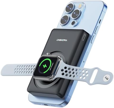 5000 m Ah Wireless Magnetic Power Bank with 15 W Fast Charging – Dual Device Charger for i Phone 16/15/14/13/12, Smartwatches & Earbuds – Compact Travel-Friendly Design with 20 W Output & Smart Safety Features for Reliable Power On-the-Go
