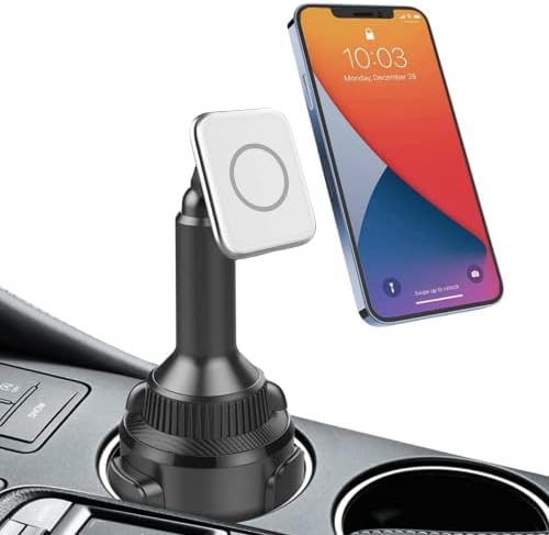 Aporia Mag Safe Car Cup Holder Charger – 15 W Fast Wireless Charging Mount with Adjustable Arm & 360° Rotation for i Phone 12+ | Ultimate Driving Accessory for Effortless Connectivity and Enhanced Convenience on the Road