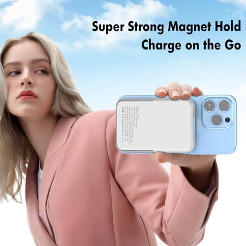Ultimate 3-in-1 Wireless Portable Charger 10000 m Ah – Magnetic Power Bank with Built-in Cables and LED Display for i Phone 15/14/13/12, Apple Watch, Air Pods – 22.5 W Fast Charging, Enhanced Compatibility for On-the-Go Power Solutions