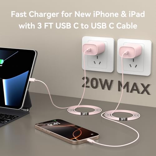 Ultimate 10 FT USB-C Fast Charging Kit for i Phone 16 and 15 – 20 W Power Adapter & Extra Long Cord for Rapid Charging of i Pads and Android Devices – Enhanced Compatibility and Durability for Everyday Use