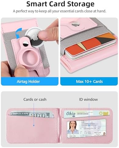 for Magsafe Wallet Stand with Airtag Holder, Strongest Magnetic Wallet for iPhone 16/15/14/13/12 Series, ID Window, 4 Card Slots, 10 Cards Holder, Vegan Leather, RFID Blocking, Black – Enhanced Compatibility and Speed