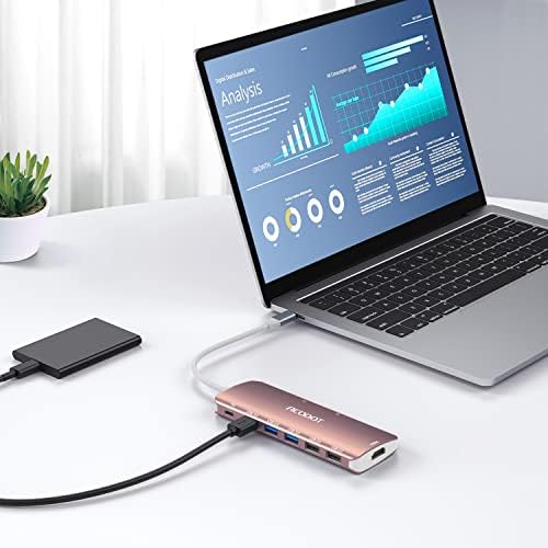 Acodot 9-in-1 USB C Hub: Ultimate 4 K HDMI Adapter with 3 USB 3.0 Ports, SD/TF Reader & 100 W Power Delivery – Stylish Purple Multiport Hub for Mac Book, HP, XPS & More – Boost Your Productivity with Seamless Connectivity and Fast Charging
