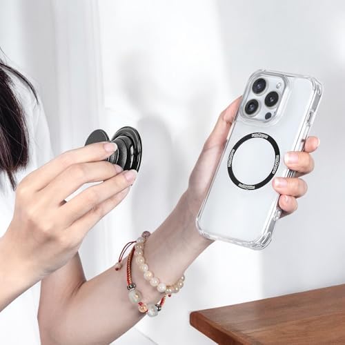 Enhance Your Smartphone Experience with the FAB POPS Magnetic Black Mag Safe Phone Grip & Kickstand – Effortless Wireless Charging, Adapter Ring for Universal Compatibility, and Ultimate Functionality for Daily Use