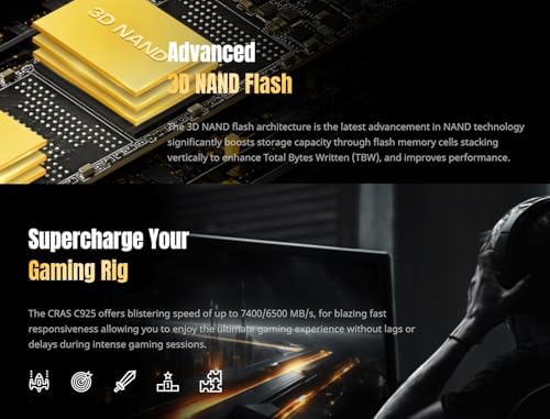 Unleash Lightning-Fast Performance with KLEVV CRAS C910 1 TB NVMe SSD – M.2 2280 Internal Drive with Heatsink for Laptops & Desktops – Experience Up to 5000 MB/s Speeds, Ideal for Gamers and Creators – PCIe Gen4 x4 Enhanced Compatibility & Reliability