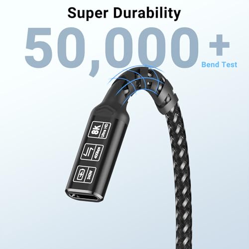 Innovative L-Shaped USB C Extension Cable (2 Pack, 6.6 Ft) – 240 W Power Delivery, 40 Gbps High-Speed Data Transfer, Durable Nylon Braided Design for i Phone 16, i Pad, Mac Book & Mag Safe – Optimal Flexibility for Tightly Spaced Connections