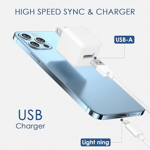 MFi Certified 6 ft i Phone Lightning Charger – Fast Charging USB Cable Pack for i Phone 14/13/12/11 Pro/Pro Max/SE 2022/8/7/XS/XR/X & i Pad – Durable & Efficient Charging Solution for Home & Travel – 4-Pack with Enhanced Compatibility