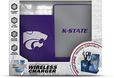 NCAA Unisex Fast Wireless Charging Stand & Desk Organizer – Stylish Multi-Device Charger for Sports Enthusiasts, Efficient Workspace Solution with Built-in Accessory Compartments